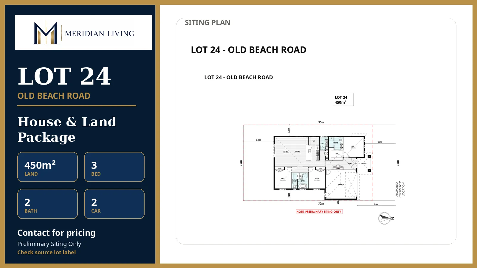 Lot 24 Old Beach Road — House and Land Package, 450m² with 3 bedrooms
