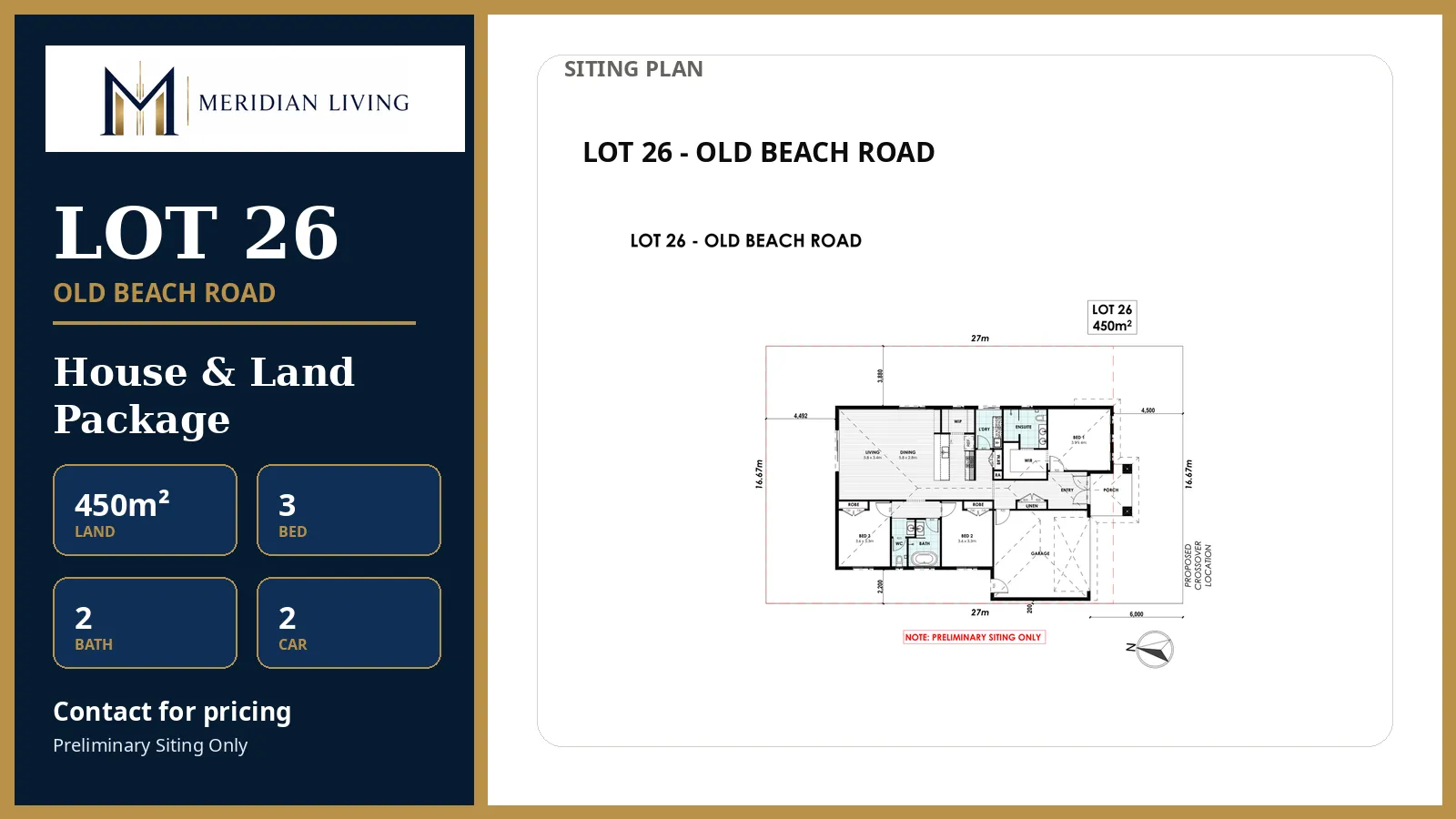 Lot 26 Old Beach Road — House and Land Package, 450m² with 3 bedrooms