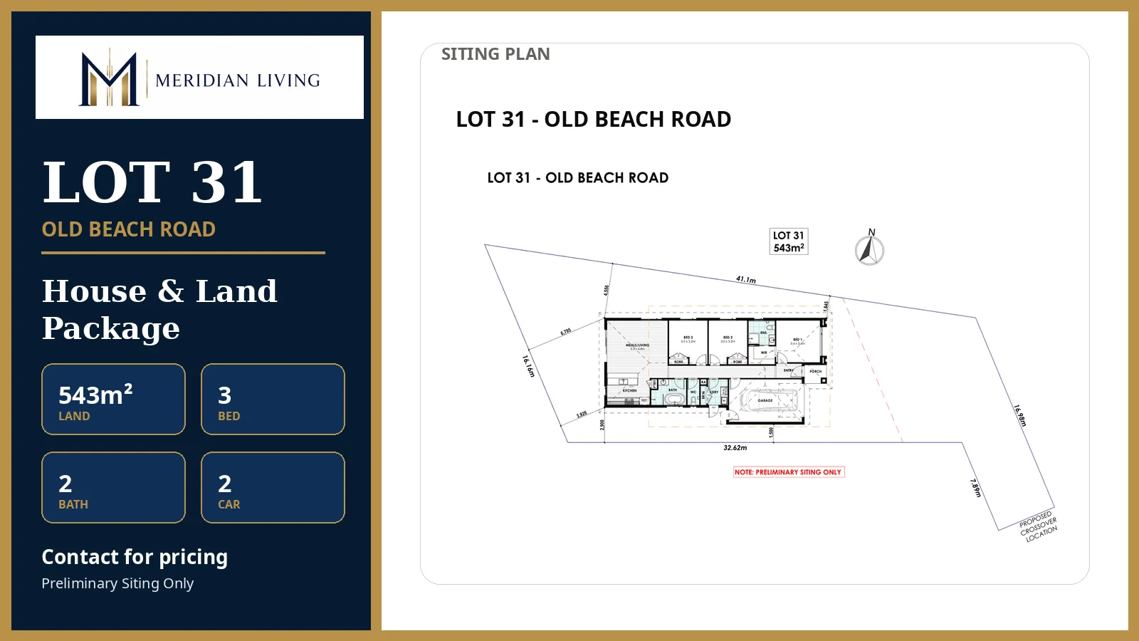 Lot 31 Old Beach Road — House and Land Package, 543m² with 3 bedrooms